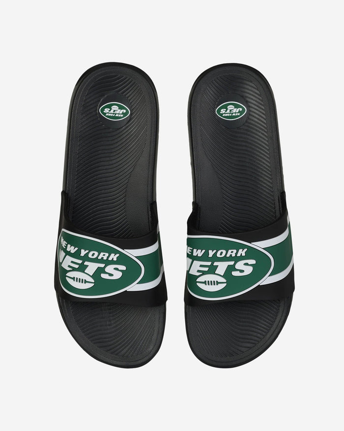 New York Jets Striped Big Logo Raised Slide FOCO S - FOCO.com