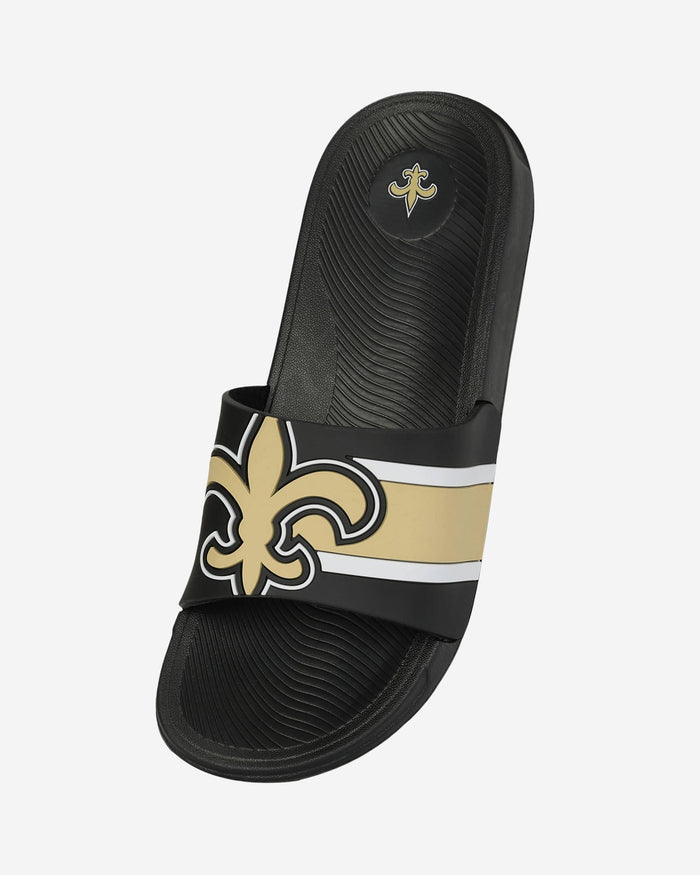 New Orleans Saints Striped Big Logo Raised Slide FOCO - FOCO.com