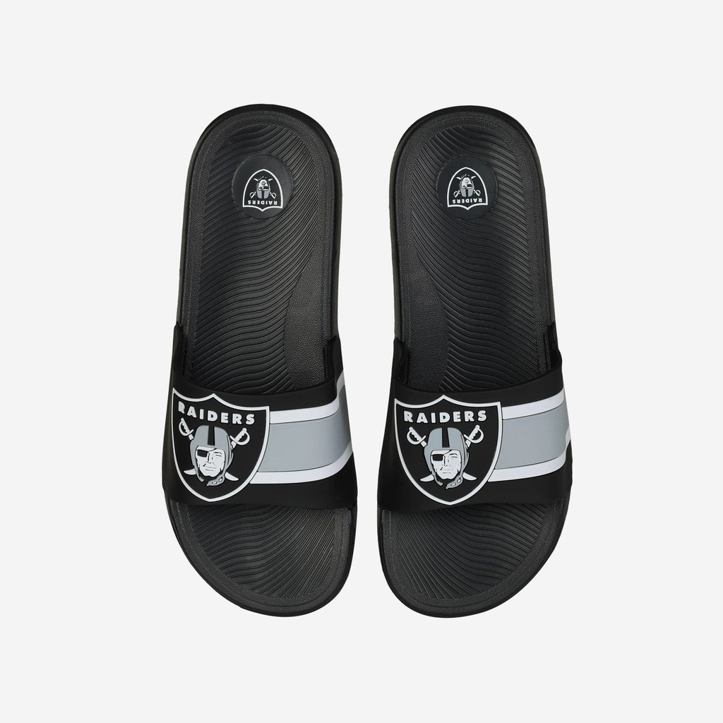 Las Vegas Raiders Striped Big Logo Raised Slide FOCO S - FOCO.com