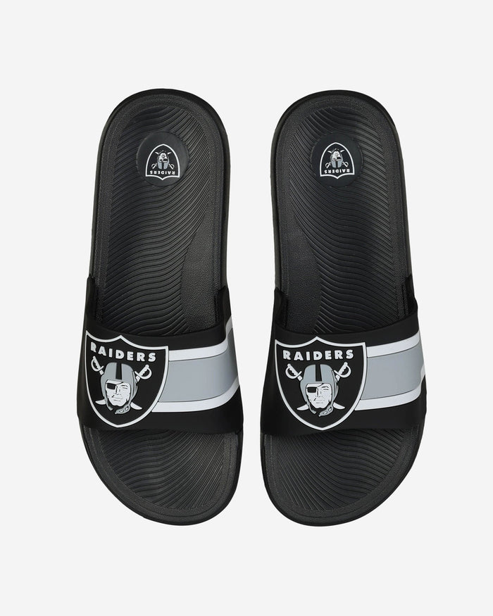 Las Vegas Raiders Striped Big Logo Raised Slide FOCO S - FOCO.com