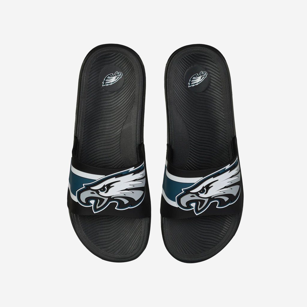 Philadelphia Eagles Striped Big Logo Raised Slide FOCO S - FOCO.com