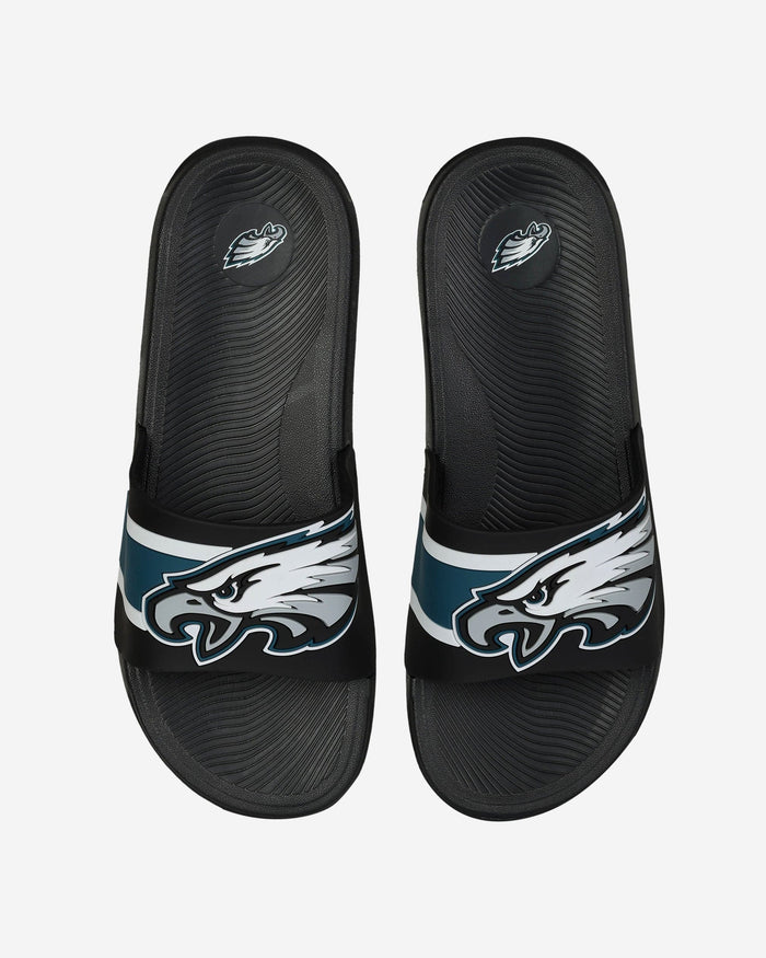 Philadelphia Eagles Striped Big Logo Raised Slide FOCO S - FOCO.com