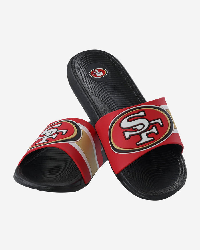 San Francisco 49ers Striped Big Logo Raised Slide FOCO - FOCO.com