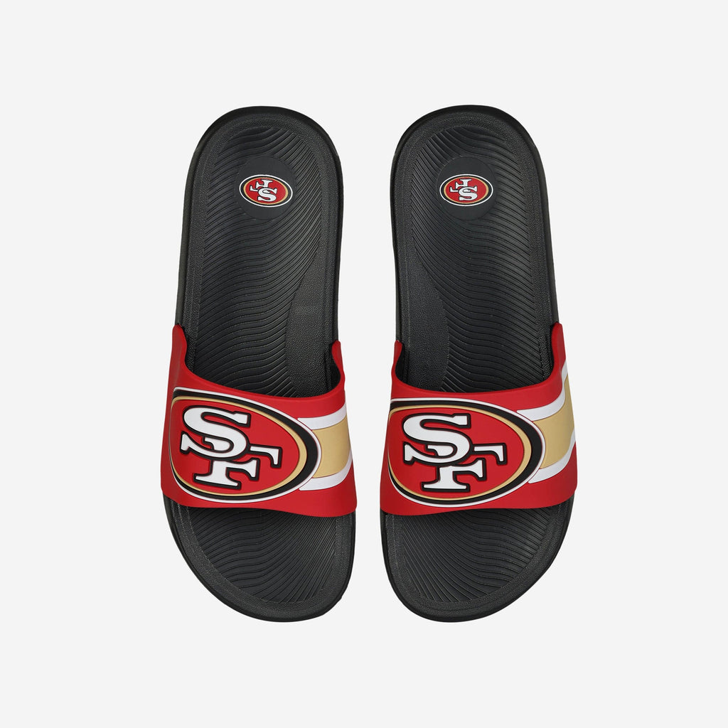 San Francisco 49ers Striped Big Logo Raised Slide FOCO S - FOCO.com