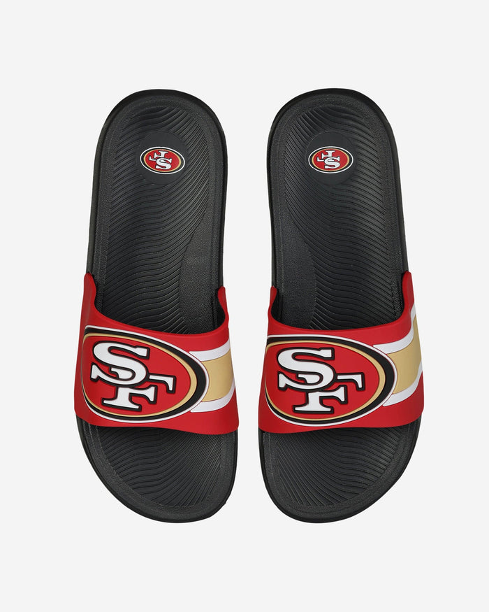 San Francisco 49ers Striped Big Logo Raised Slide FOCO S - FOCO.com