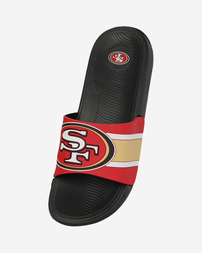 San Francisco 49ers Striped Big Logo Raised Slide FOCO - FOCO.com