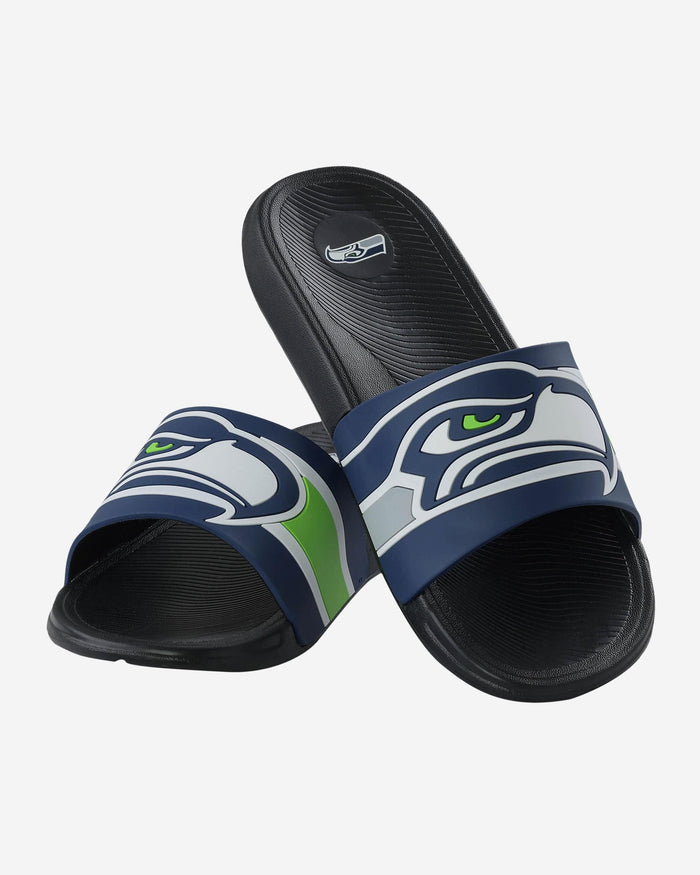 Seattle Seahawks Striped Big Logo Raised Slide FOCO - FOCO.com