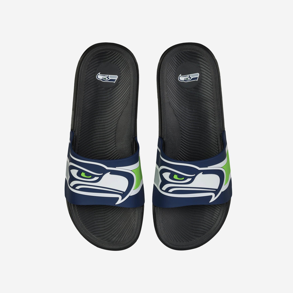 Seattle Seahawks Striped Big Logo Raised Slide FOCO S - FOCO.com