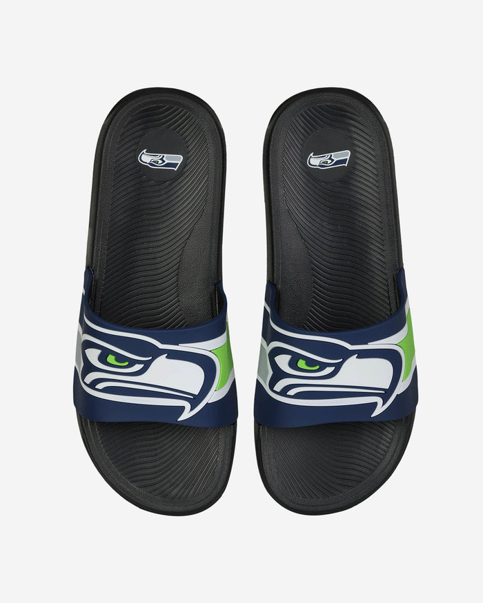 Seattle Seahawks Striped Big Logo Raised Slide FOCO S - FOCO.com