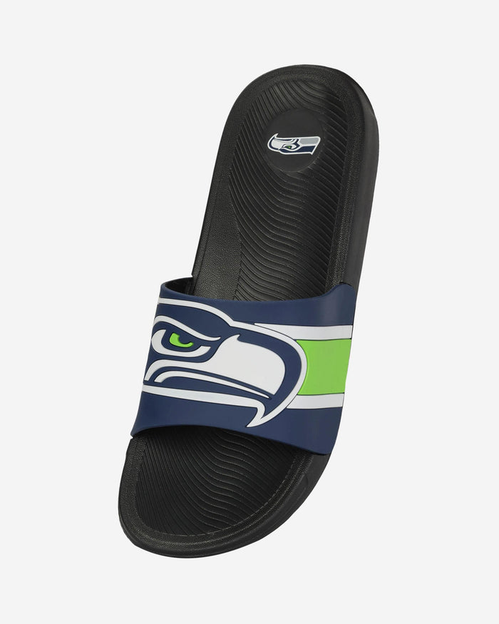 Seattle Seahawks Striped Big Logo Raised Slide FOCO - FOCO.com