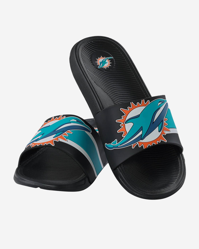 Miami Dolphins Striped Big Logo Raised Slide FOCO - FOCO.com