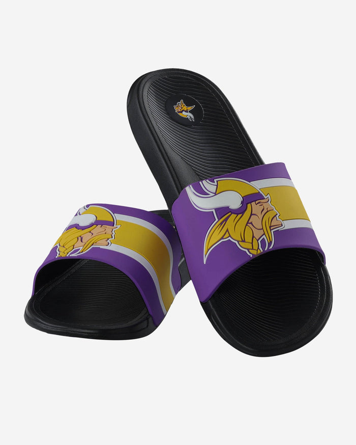 Minnesota Vikings Striped Big Logo Raised Slide FOCO - FOCO.com