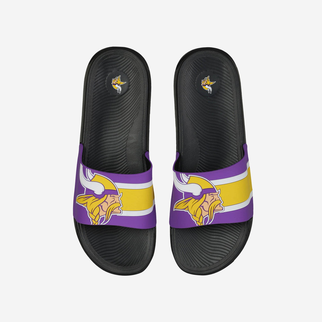 Minnesota Vikings Striped Big Logo Raised Slide FOCO S - FOCO.com