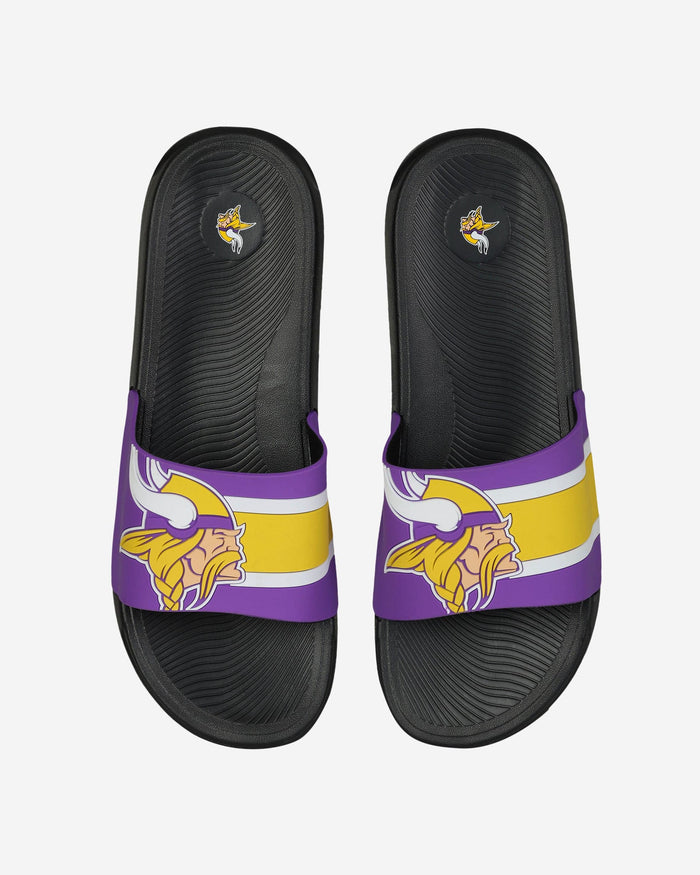 Minnesota Vikings Striped Big Logo Raised Slide FOCO S - FOCO.com