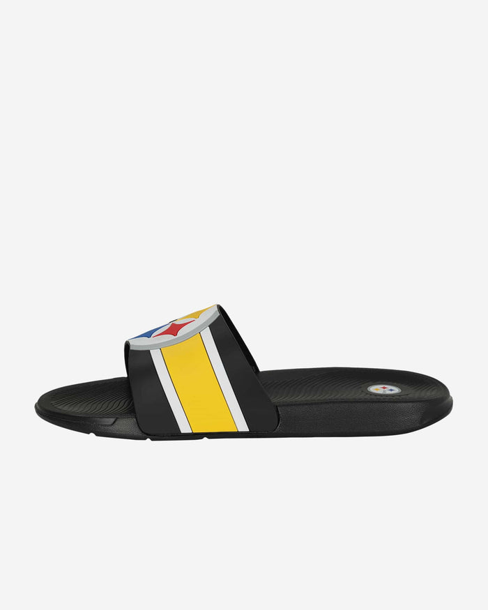 Pittsburgh Steelers Striped Big Logo Raised Slide FOCO - FOCO.com