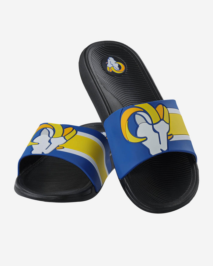 Los Angeles Rams Striped Big Logo Raised Slide FOCO - FOCO.com