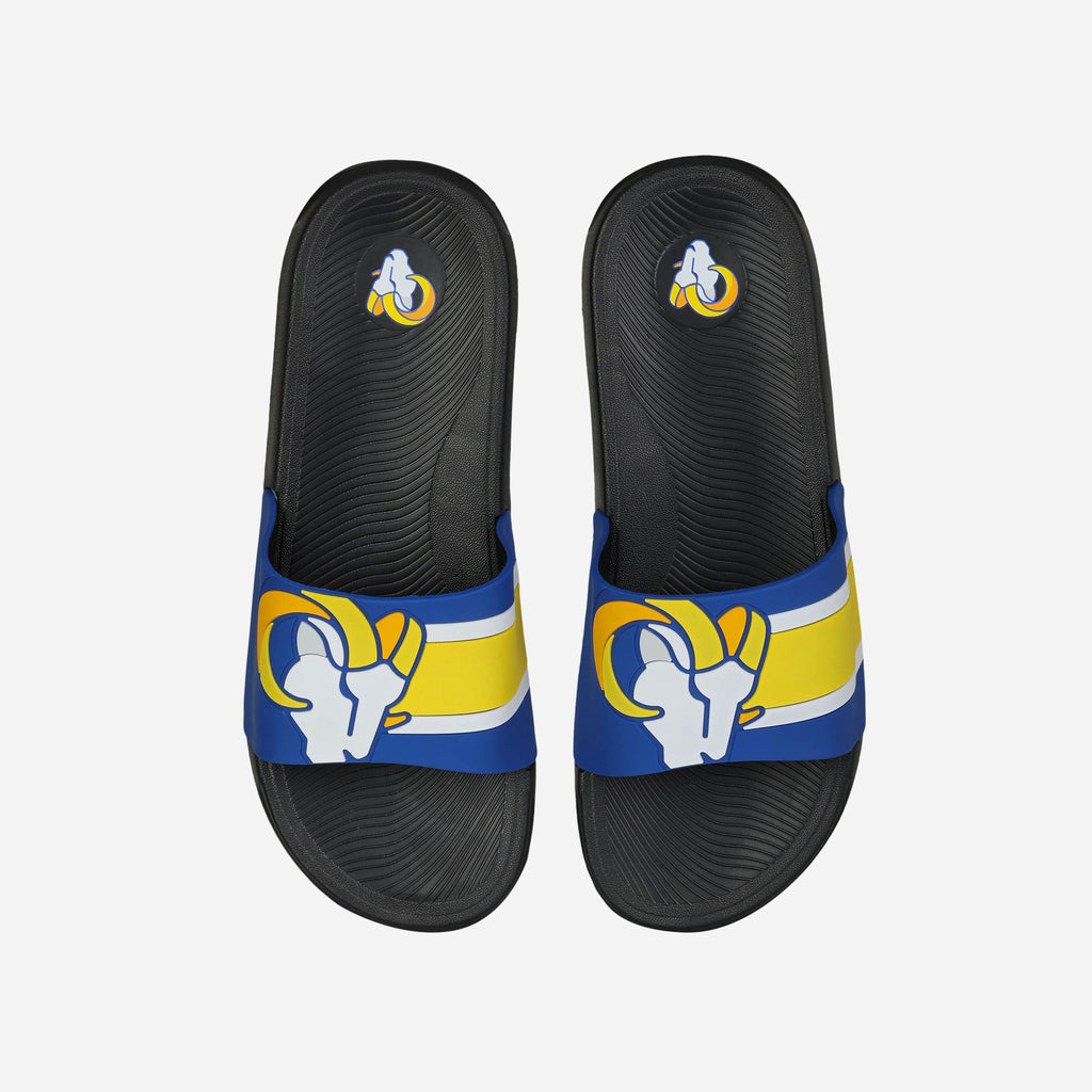 Los Angeles Rams Striped Big Logo Raised Slide FOCO S - FOCO.com