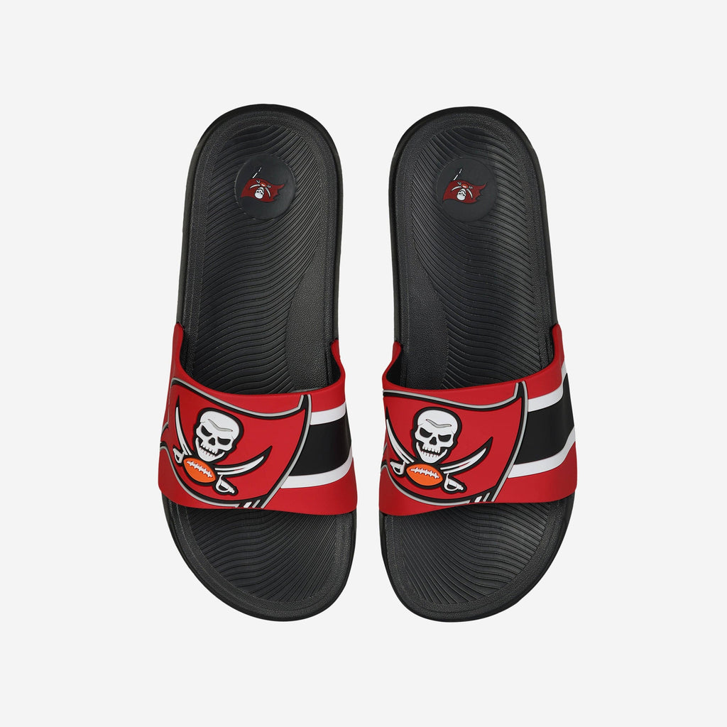 Tampa Bay Buccaneers Striped Big Logo Raised Slide FOCO S - FOCO.com