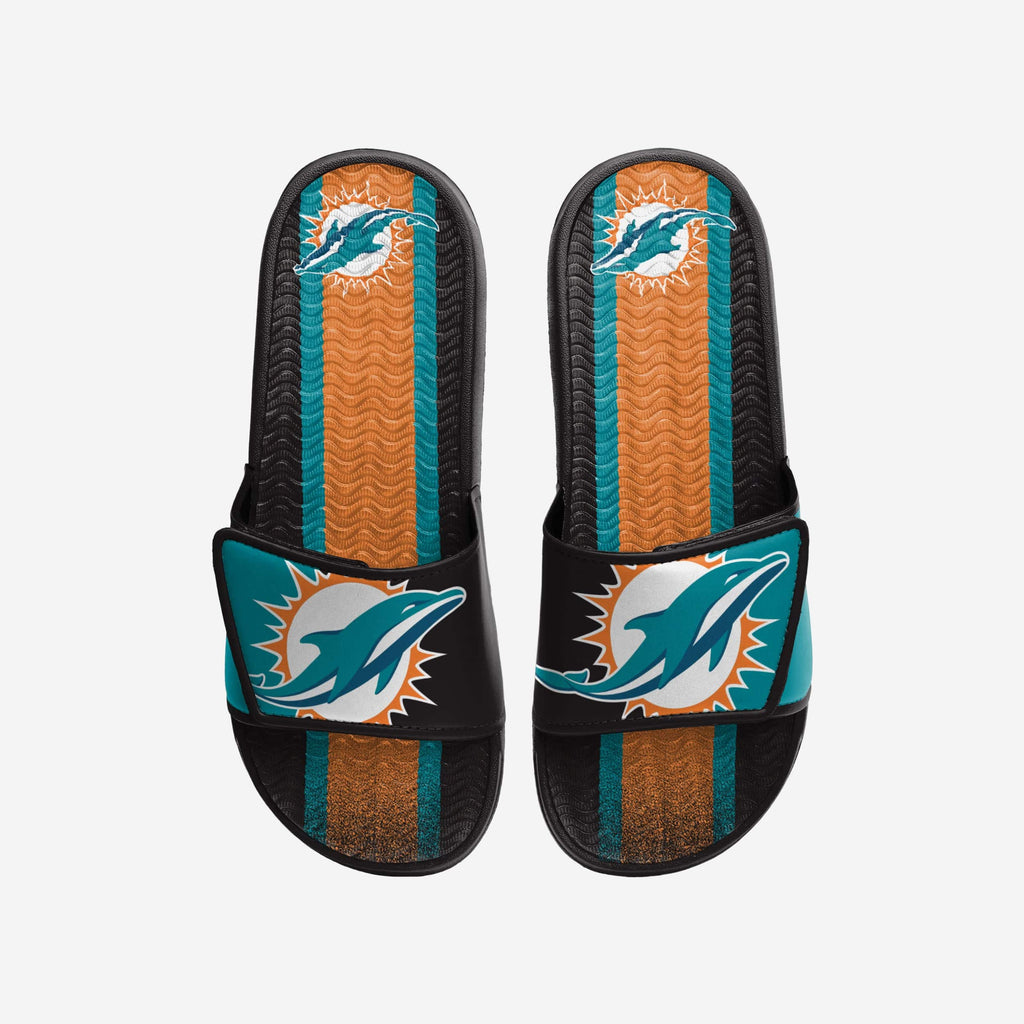 Miami Dolphins Team Stripe Gel Slide FOCO S - FOCO.com
