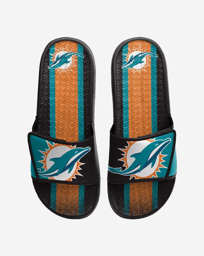 Miami Dolphins Team Stripe Gel Slide FOCO S - FOCO.com
