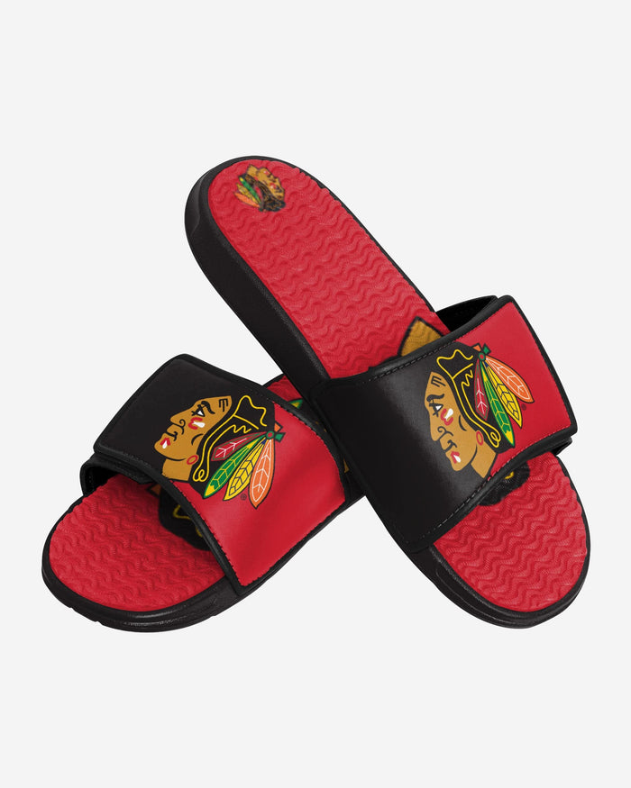 Chicago Blackhawks Colorblock Big Logo Gel Slide FOCO - FOCO.com