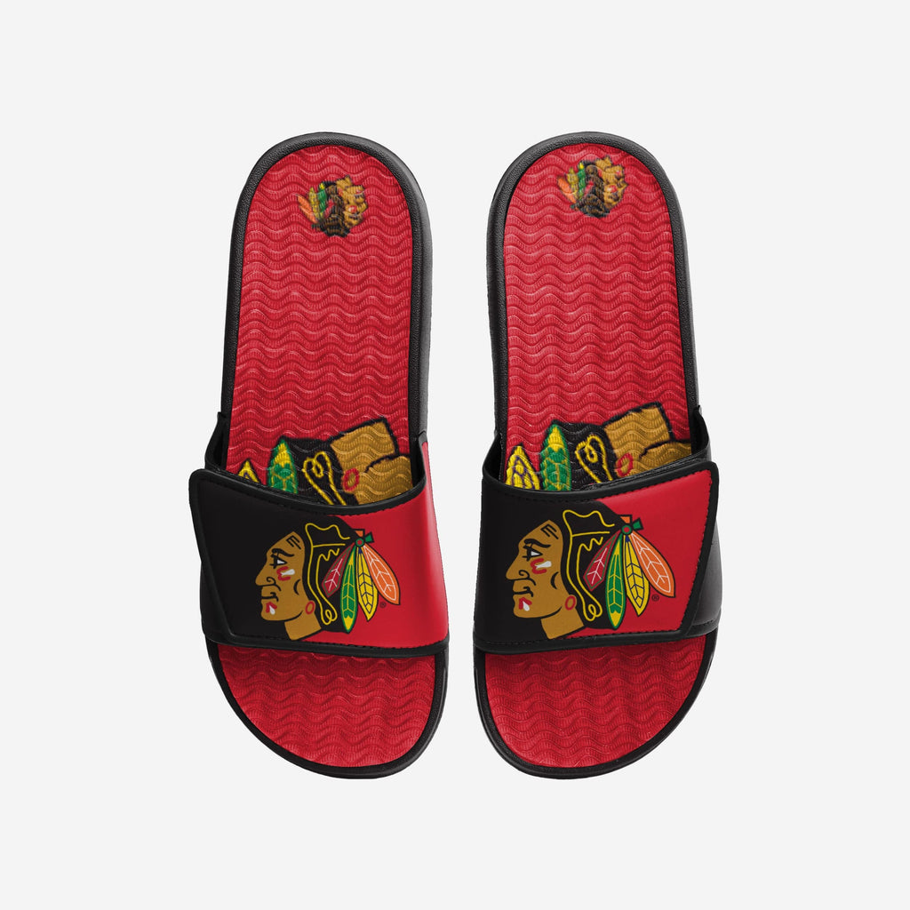 Chicago Blackhawks Colorblock Big Logo Gel Slide FOCO - FOCO.com