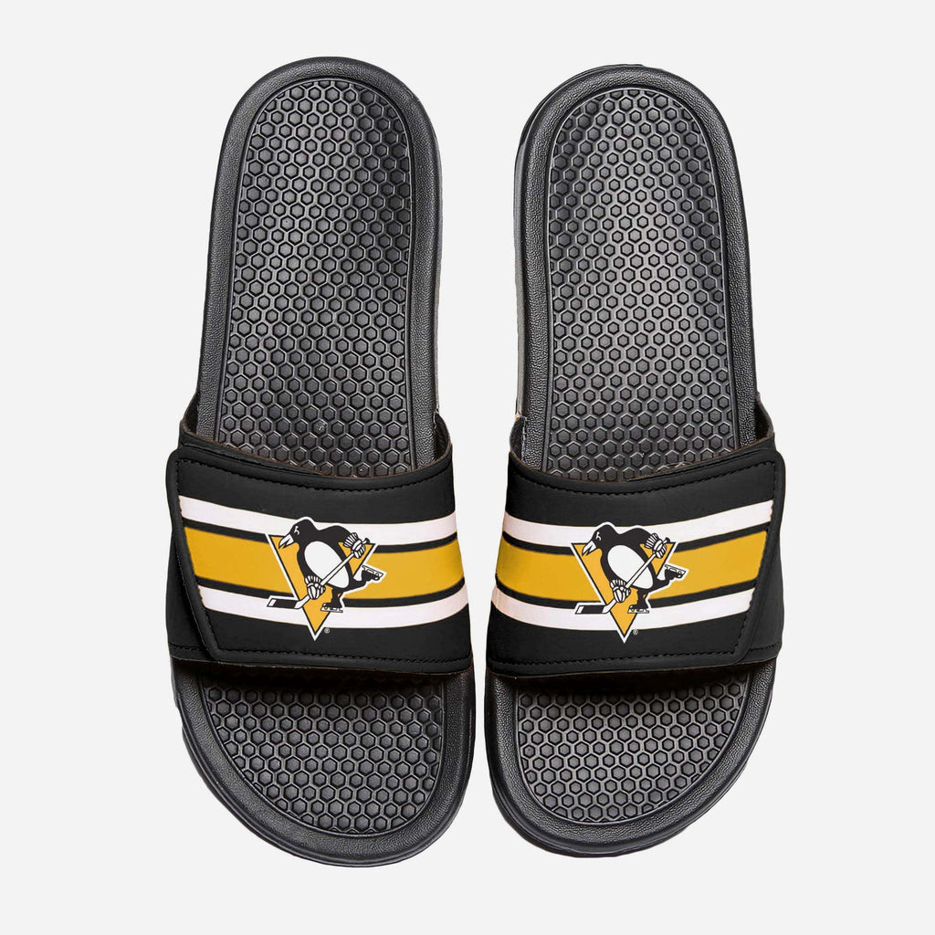 Pittsburgh Penguins Stripe Legacy Sport Slide FOCO S - FOCO.com