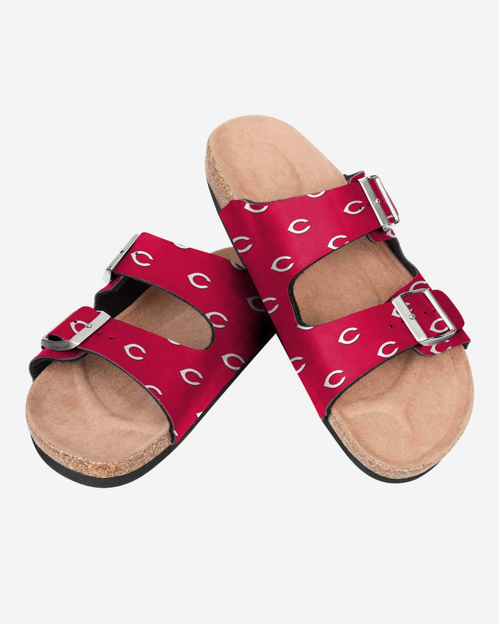 Cincinnati Reds Womens Team Logo Double Buckle Sandal FOCO - FOCO.com