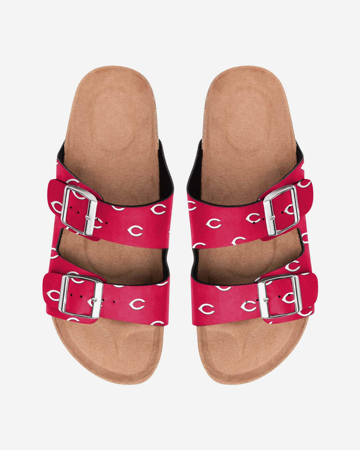 Cincinnati Reds Womens Team Logo Double Buckle Sandal FOCO S - FOCO.com