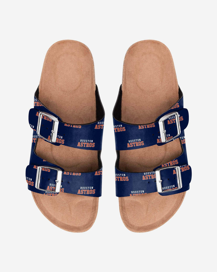 Houston Astros Womens Team Logo Double Buckle Sandal FOCO S - FOCO.com