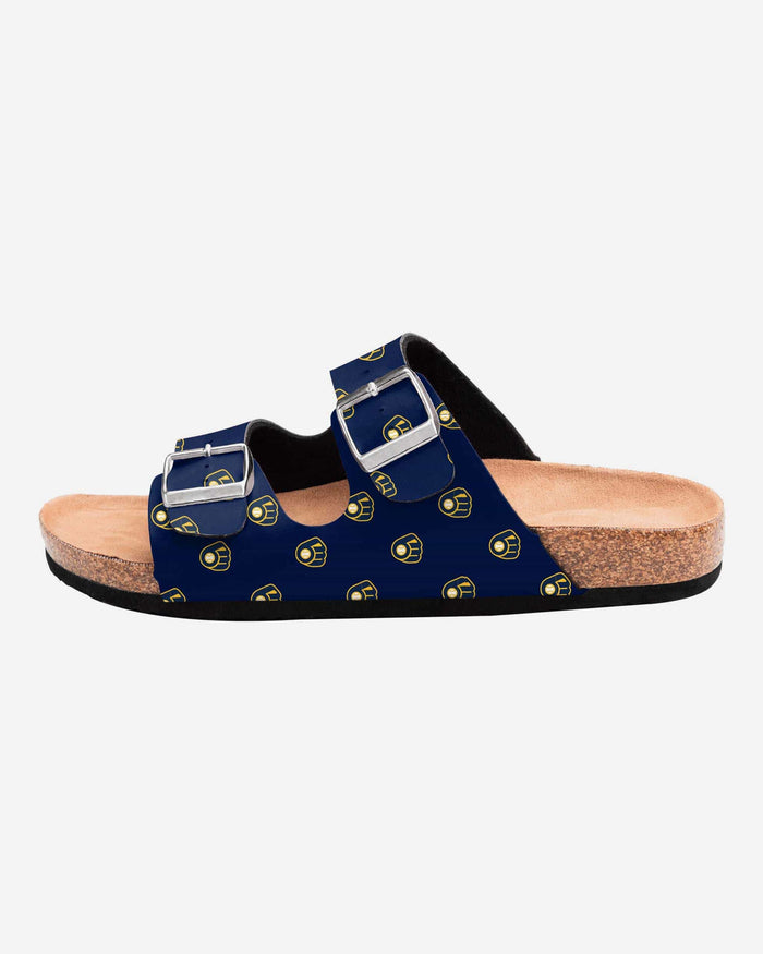 Milwaukee Brewers Womens Team Logo Double Buckle Sandal FOCO - FOCO.com