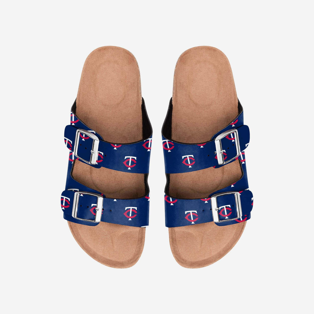 Minnesota Twins Womens Team Logo Double Buckle Sandal FOCO S - FOCO.com