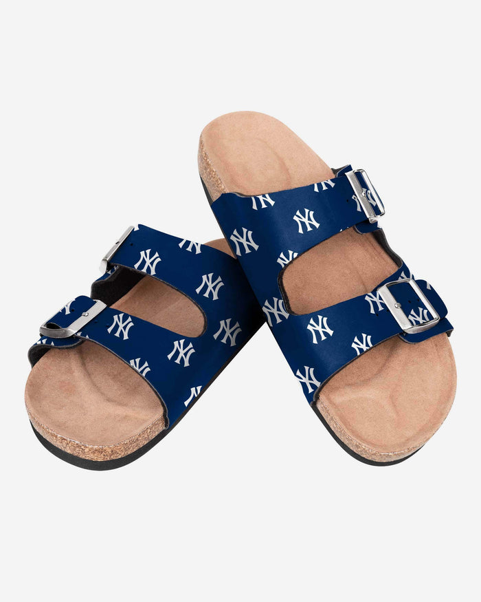 New York Yankees Womens Team Logo Double Buckle Sandal FOCO - FOCO.com