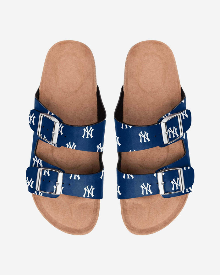 New York Yankees Womens Team Logo Double Buckle Sandal FOCO S - FOCO.com