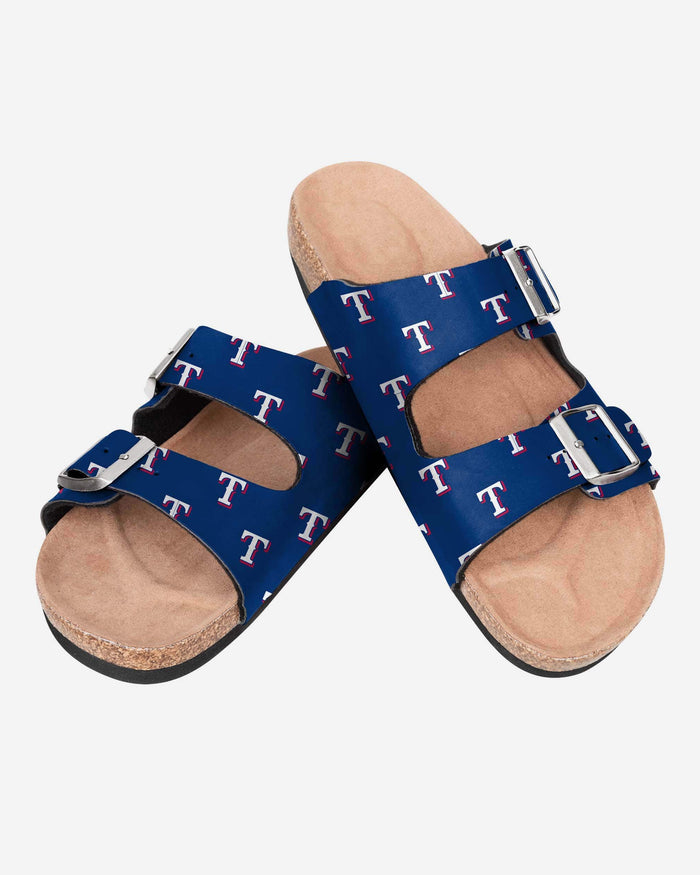 Texas Rangers Womens Team Logo Double Buckle Sandal FOCO - FOCO.com