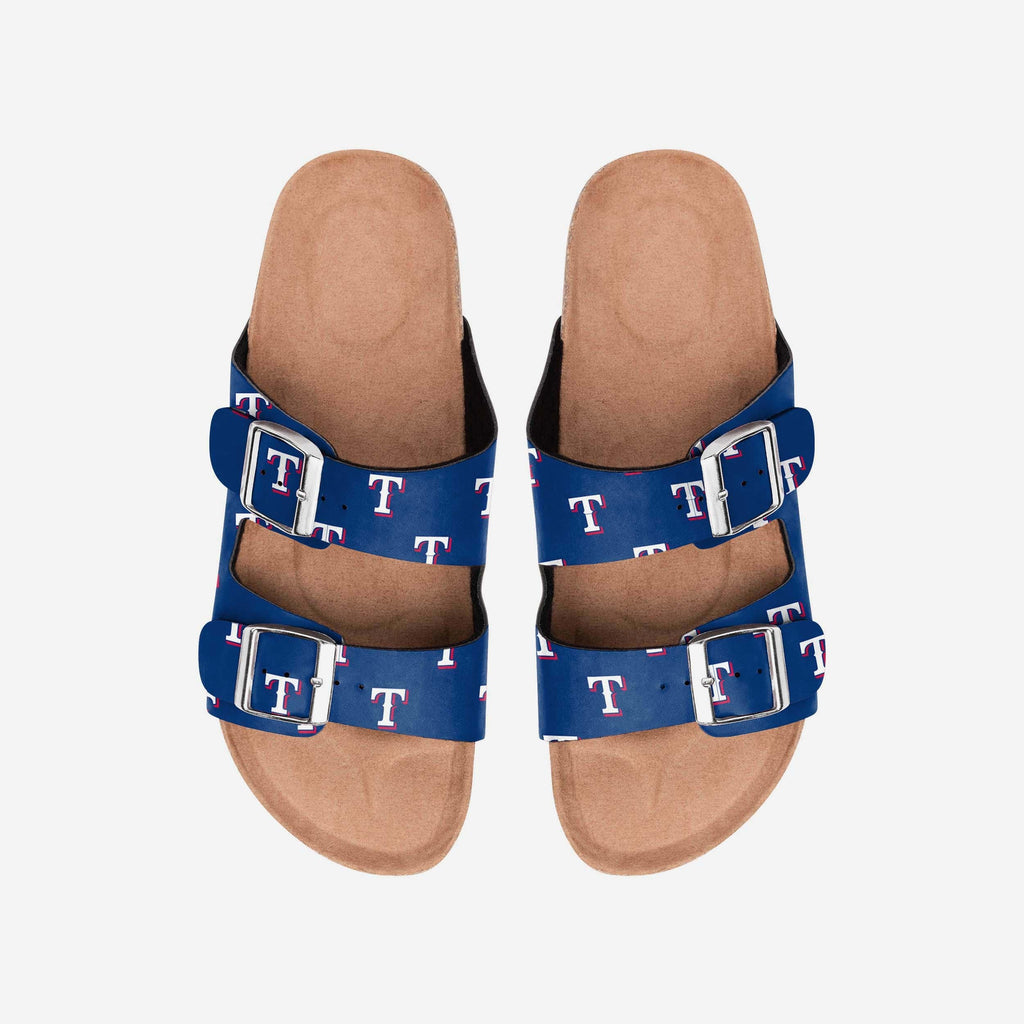 Texas Rangers Womens Team Logo Double Buckle Sandal FOCO S - FOCO.com