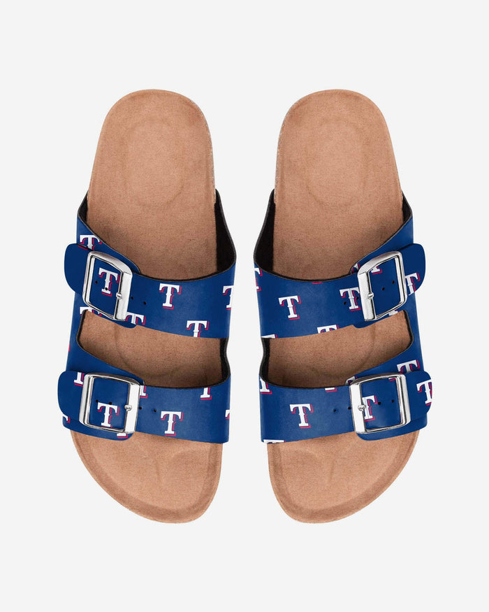 Texas Rangers Womens Team Logo Double Buckle Sandal FOCO S - FOCO.com