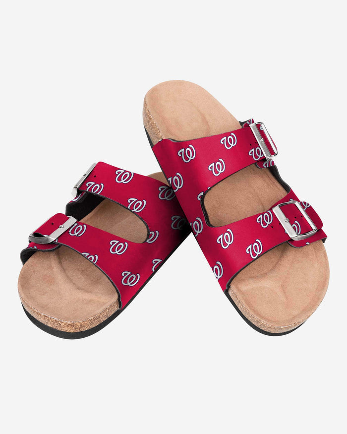 Washington Nationals Womens Team Logo Double Buckle Sandal FOCO - FOCO.com