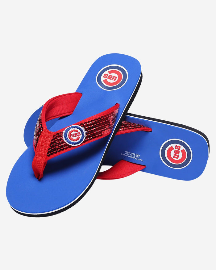 Chicago Cubs Womens Sequin Flip Flop FOCO - FOCO.com