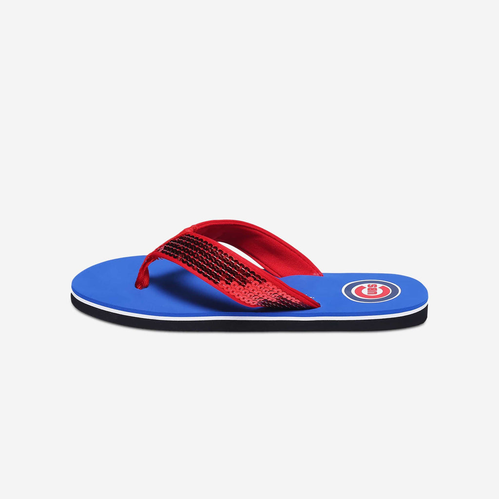 Chicago Cubs Womens Sequin Flip Flop FOCO - FOCO.com