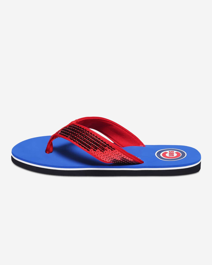 Chicago Cubs Womens Sequin Flip Flop FOCO - FOCO.com