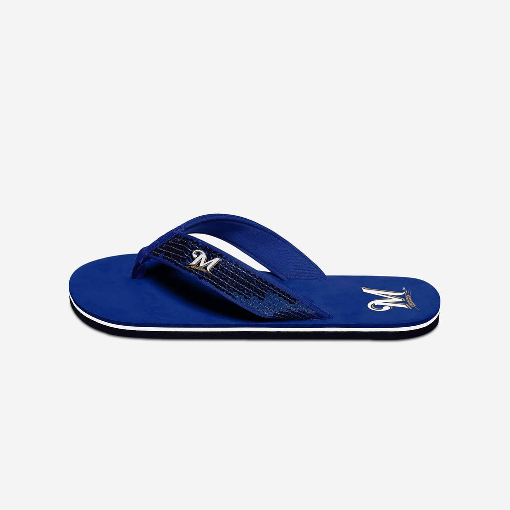 Milwaukee Brewers Womens Sequin Flip Flop FOCO - FOCO.com