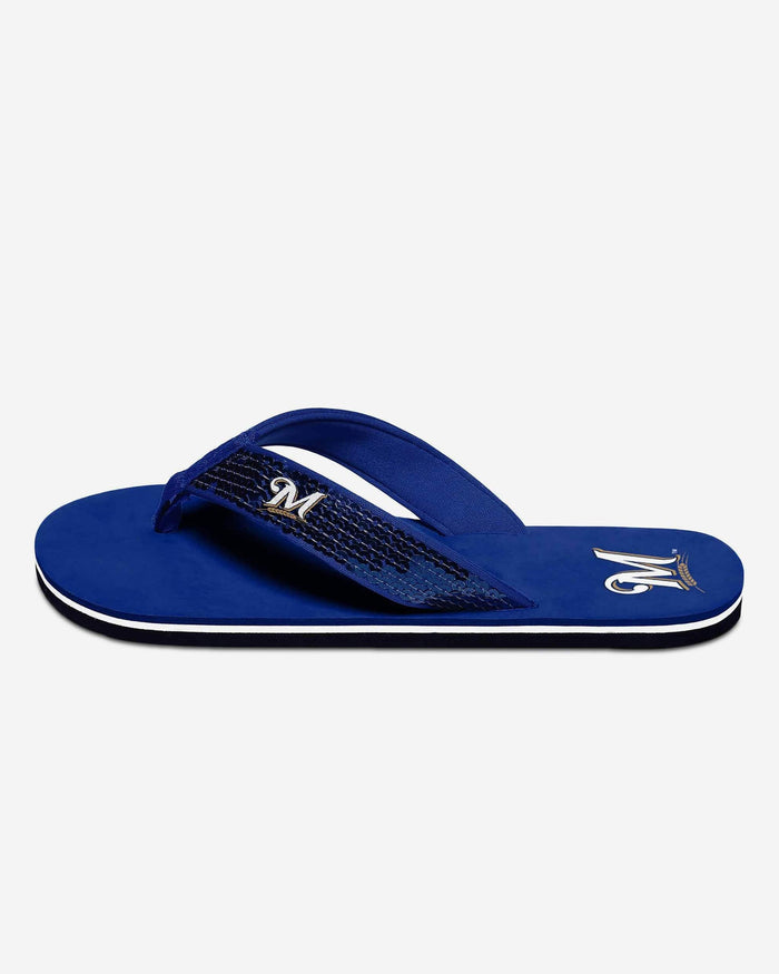 Milwaukee Brewers Womens Sequin Flip Flop FOCO - FOCO.com