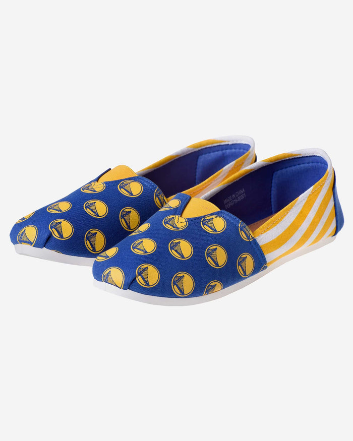 Golden State Warriors Womens Stripe Canvas Shoe FOCO - FOCO.com