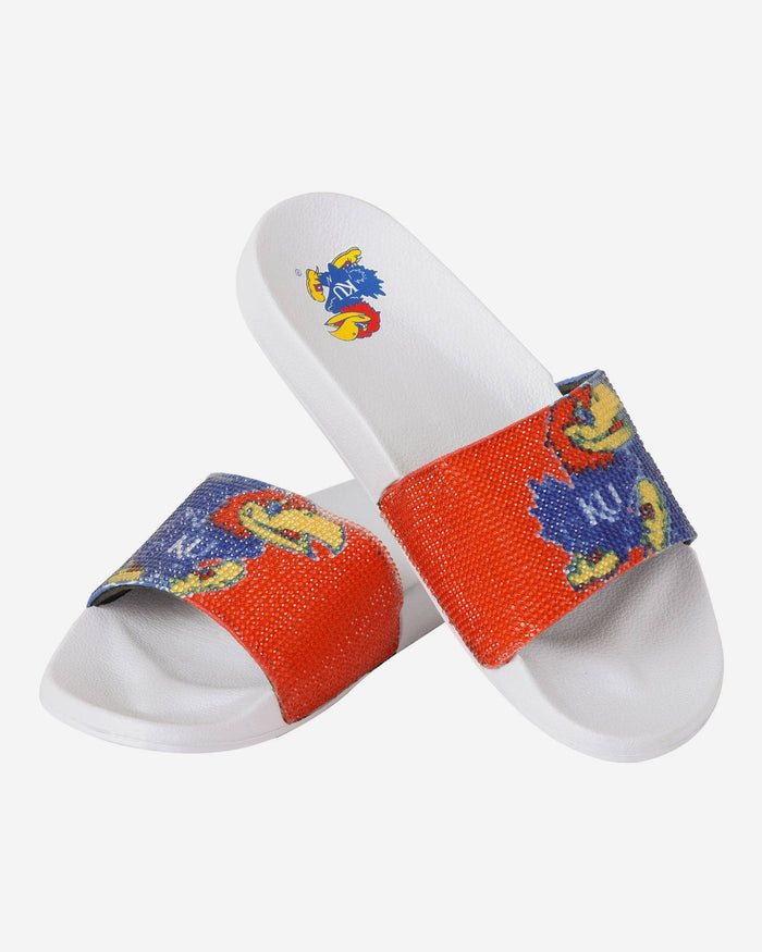 Kansas Jayhawks Womens Big Logo Shimmer Slide FOCO - FOCO.com