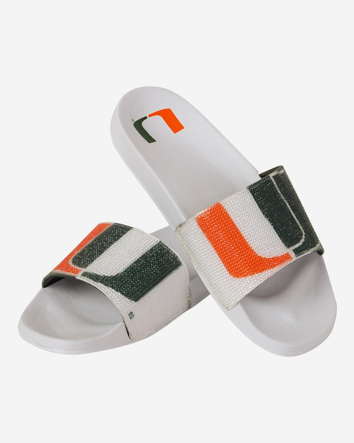 Miami Hurricanes Womens Big Logo Shimmer Slide FOCO - FOCO.com