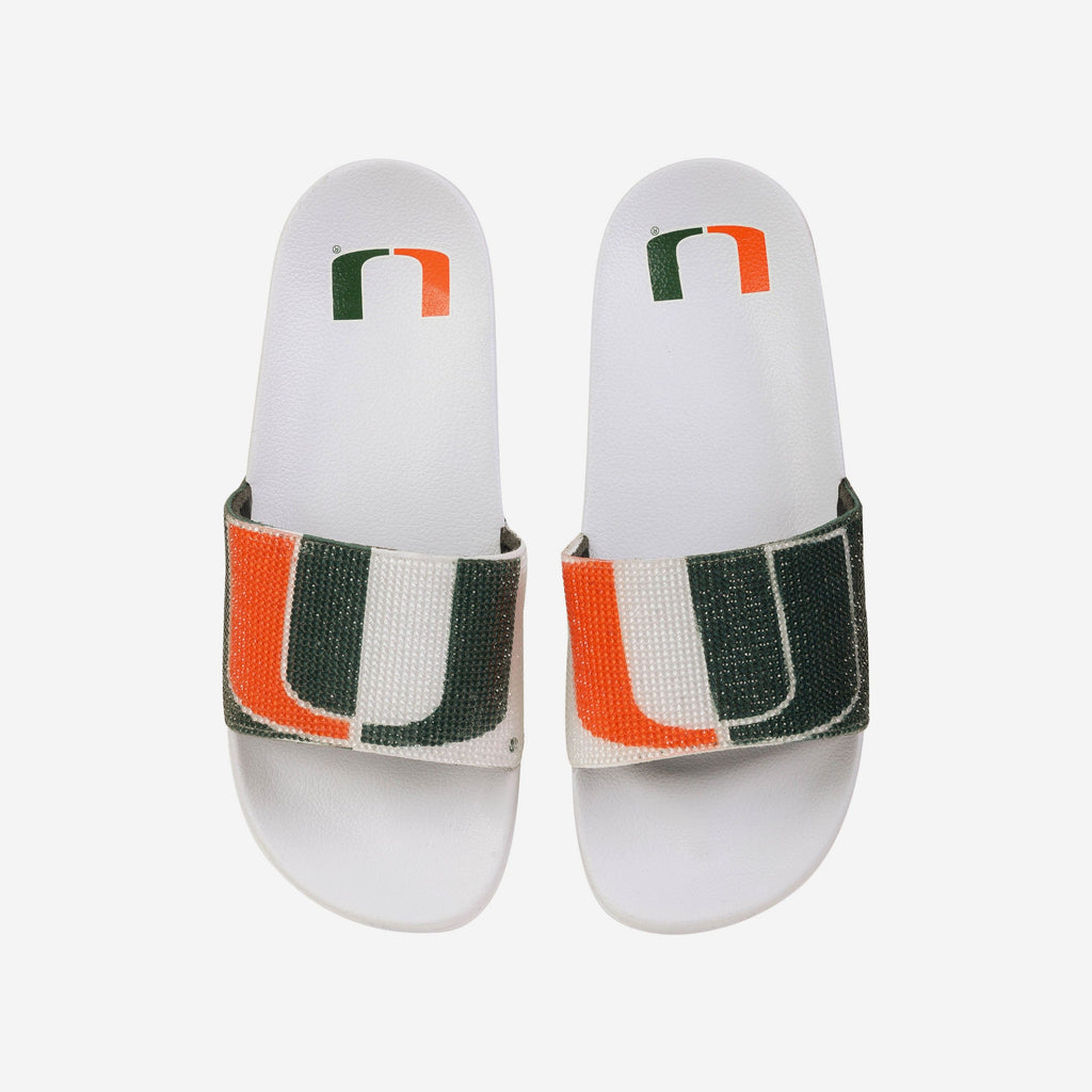 Miami Hurricanes Womens Big Logo Shimmer Slide FOCO S - FOCO.com