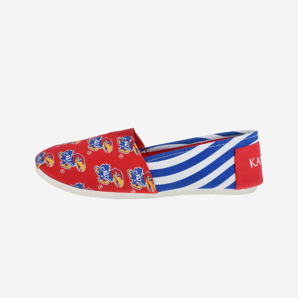 Kansas Jayhawks Womens Stripe Canvas Shoe FOCO - FOCO.com