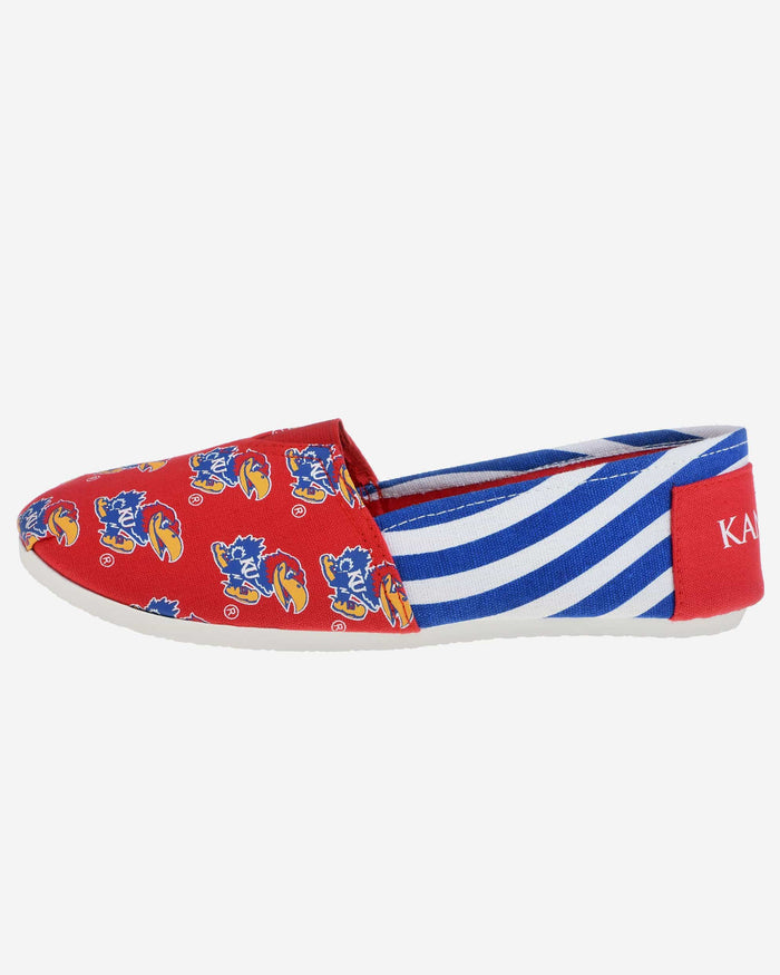 Kansas Jayhawks Womens Stripe Canvas Shoe FOCO - FOCO.com