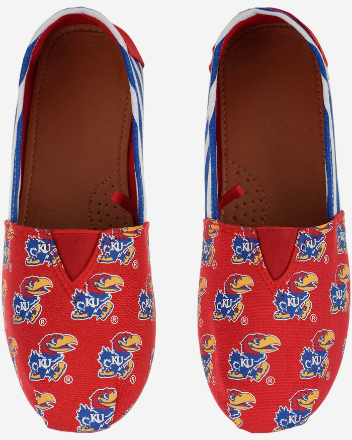 Kansas Jayhawks Womens Stripe Canvas Shoe FOCO - FOCO.com